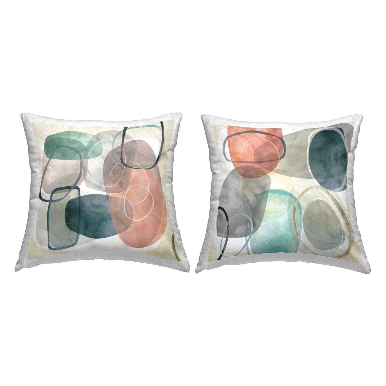 Earth Tone Obliques 2 PC Decorative Printed Throw Pillow Set Design by Carol Robinson, 18 x 7 x 18